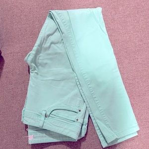 Stretch green skinny pants